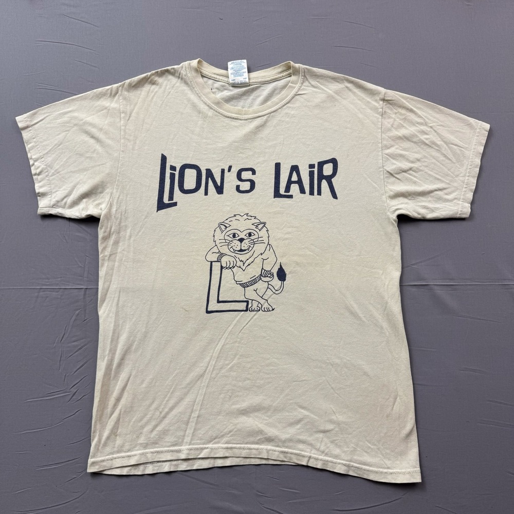 Vintage TCNJ Lions Lair T-Shirt Mens‎ Medium Cream We'll Slay Your Ass Gildan
